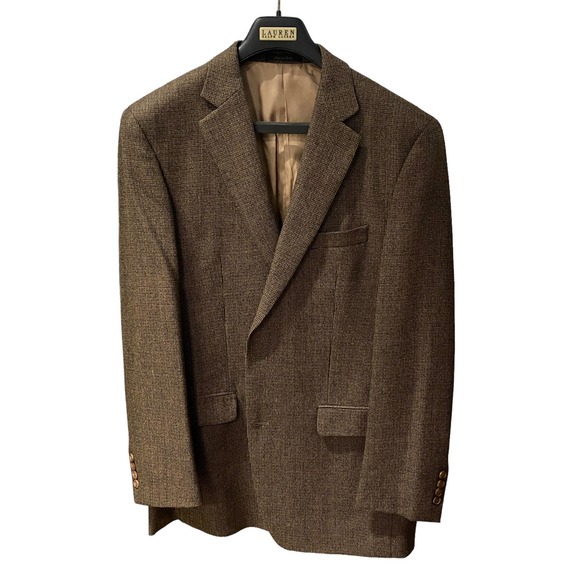 Men's 44L LAUREN RALPH LAUREN Lambs' Wool LELA Sport Coat Blazer Jacket Brown - Picture 3 of 16